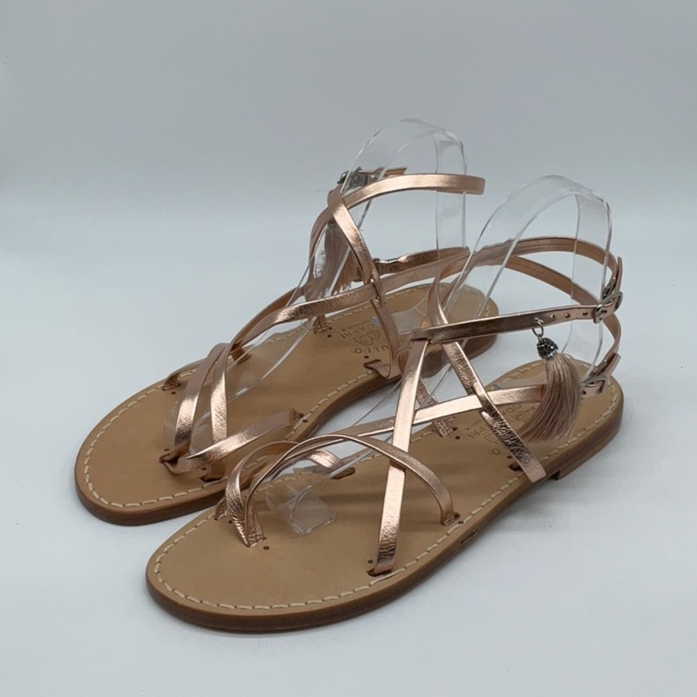 Cuccurullo rose gold with tassel strappy ankle sandal
